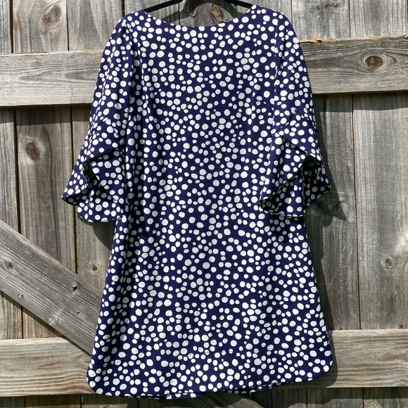 Vince Camuto Navy and White Polka Dot Dress - Picture 1 of 8